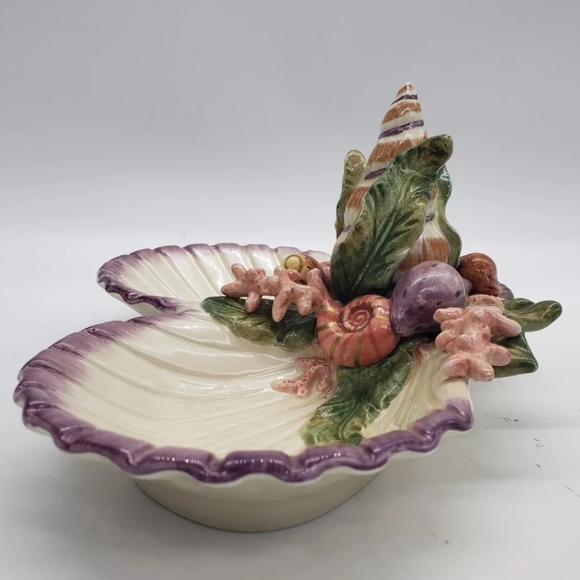 Vintage Fitz and Floyd Classics Oceana Double Dish Seashells - Picture 4 of 7